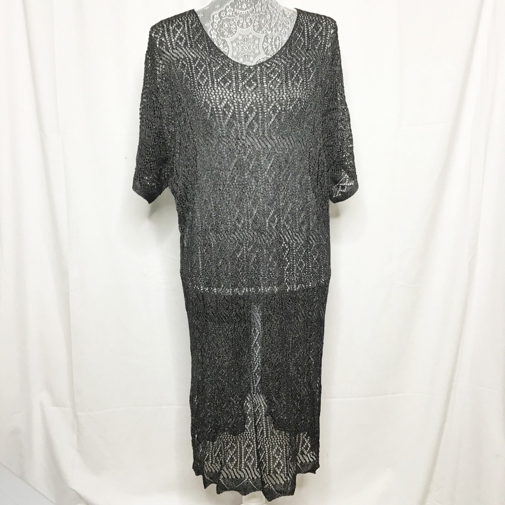 Cover Up Black See Through Open Knit Swimwear